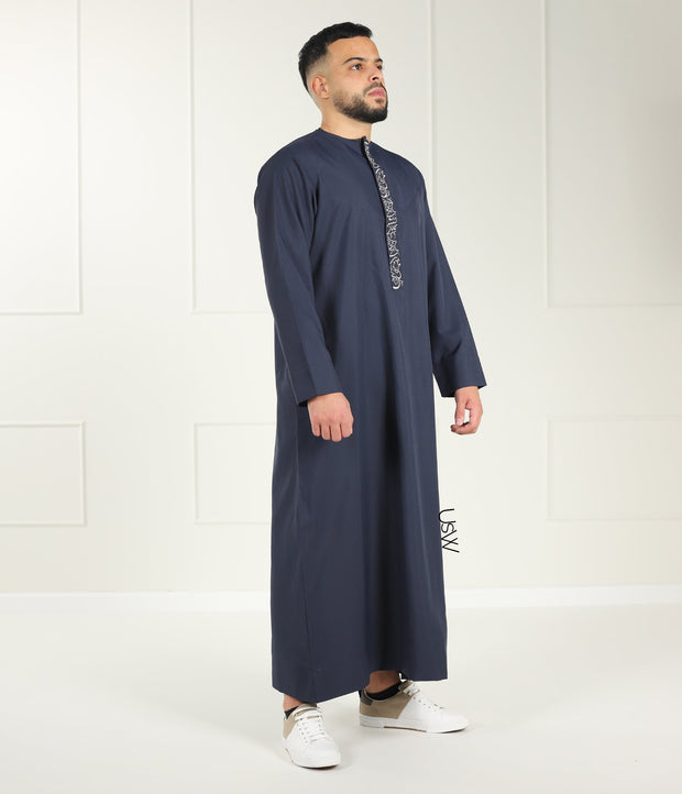 Qamis Arabesque Navy Blue