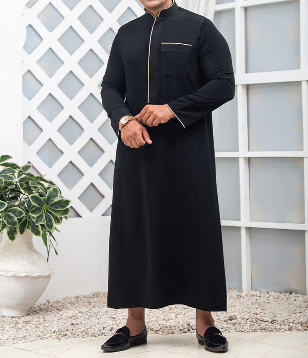 Qamis Embroidery Black