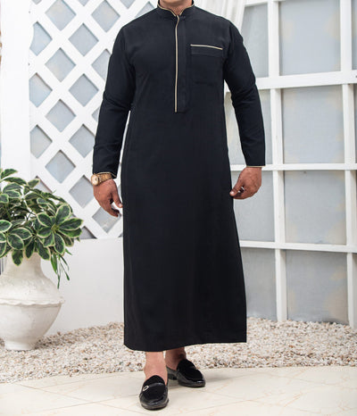 Qamis Embroidery Black