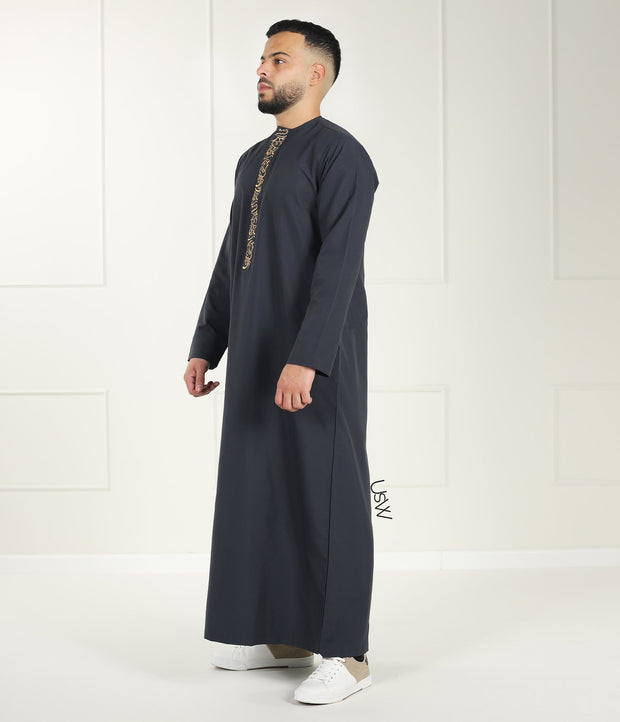 Qamis Arabesque Grey Black