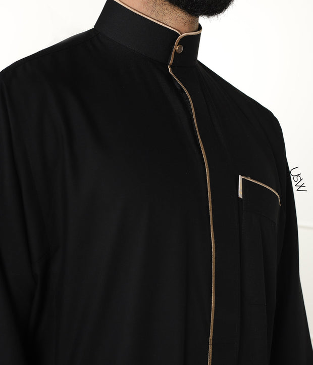 Qamis Embroidery Black