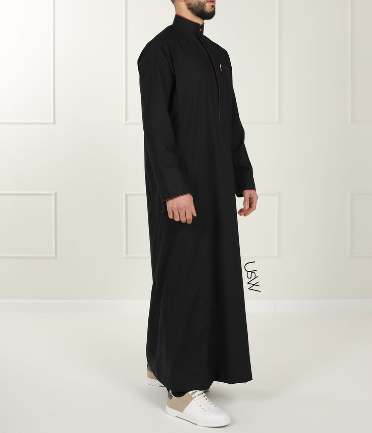 Qamis Embroidery Black