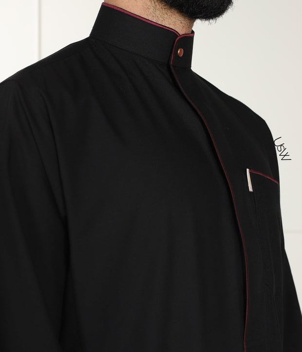 Qamis Embroidery Black