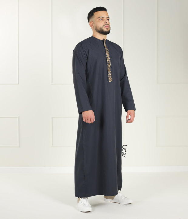 Qamis Arabesque Grey Black