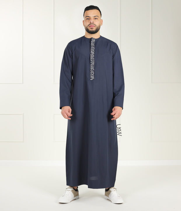 Qamis Arabesque Navy Blue