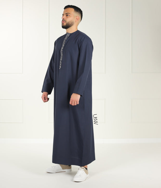 Qamis Arabesque Navy Blue